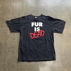 Vintage 90s Jewel Tones Fur Is Dead Size XL Cotton Made In Usa Tee Shirt